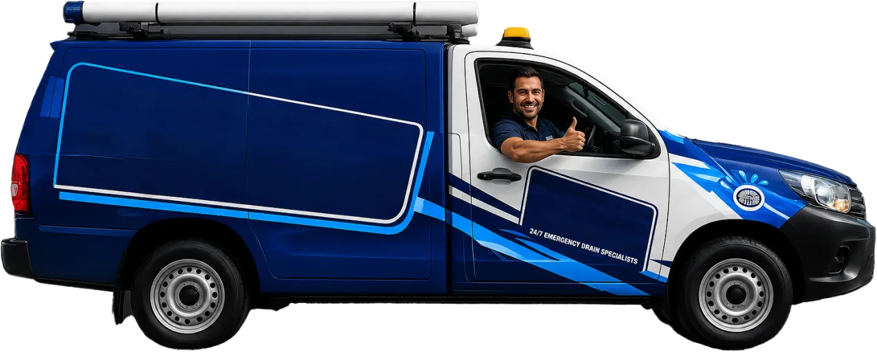 Drain service van out on the road in Kirrawee
